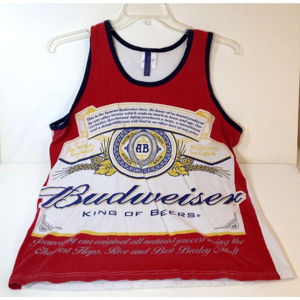 Vintage Budweiser Calhoun Sportswear Mustle Shirt Mens 100% Cotton Beer Y2K Sz L